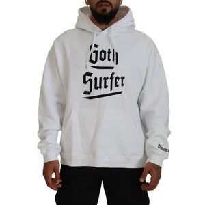 Dsquared² White Cotton Hooded Printed Men Pullover Men's Sweater
